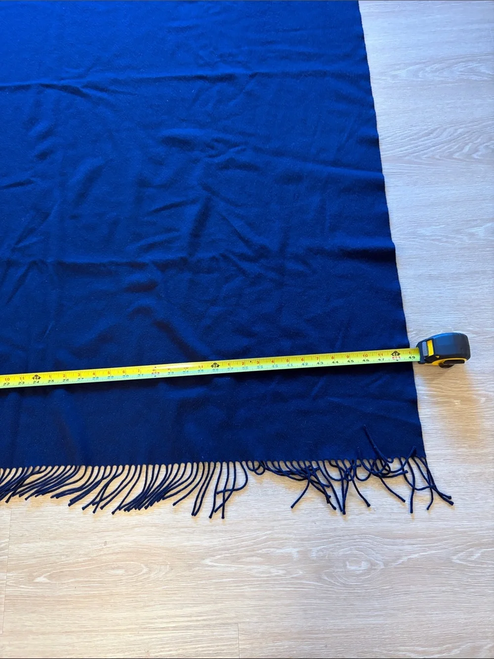 Williams Sonoma home Pure 100% cashmere Navy Fringe Throw Blanket